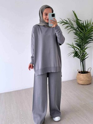 Işıltılı Merserize İkili Takım Gri