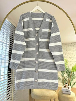 Çizgili Uzun Hırka