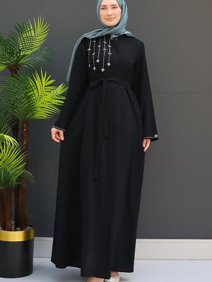 Etamin Taşlı Ferace Siyah Etamin Taşlı Ferace Siyah