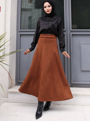 Kahverengi Süet Etek