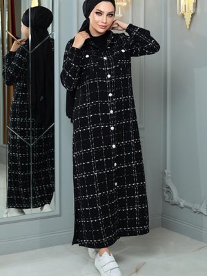 Düğmeli Kaşe Kaban Siyah Düğmeli Kaşe Kaban Siyah