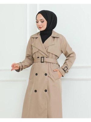 Asratlı Kruvaze Uzun Trençkot