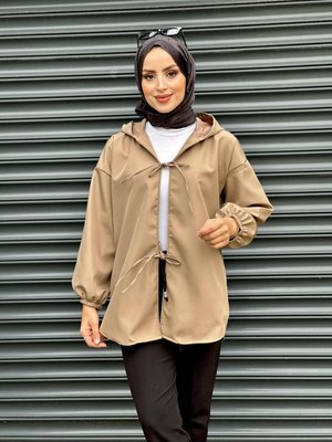 Vizon Kapüşonlu Önü Baglamalı Kimono