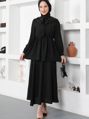 Siyah İncili Etekli Takım