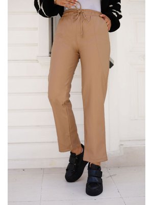 Taba Yanı Dikiş Detaylı Deri Pantolon Taba Yanı Dikiş Detaylı Deri Pantolon