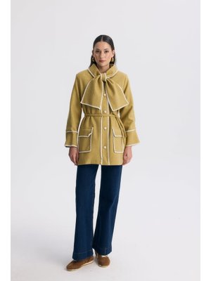 Yağ Yeşili Selly Şal Yaka Ceket