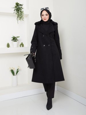 Yakası Kürklü Kaşe Kaban Ck