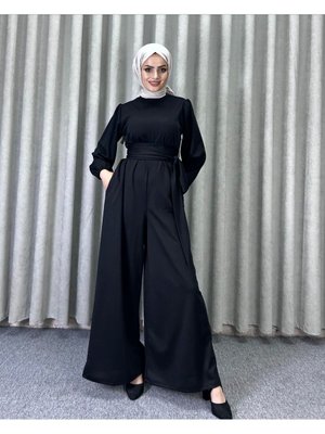 Geniş Kuşak Belden Bağlamalı Tesettür Tulum