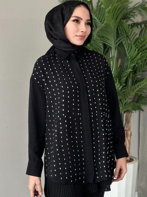 Baget Taşlı Tunik Siyah