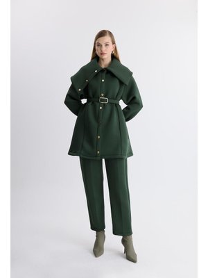 Zümrüt Jolie Yaka Detay Kemerli Scuba Takım