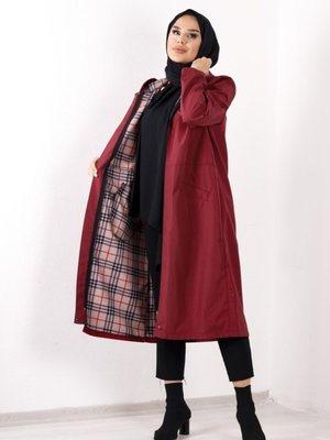 Desenli Trenckot Bordo