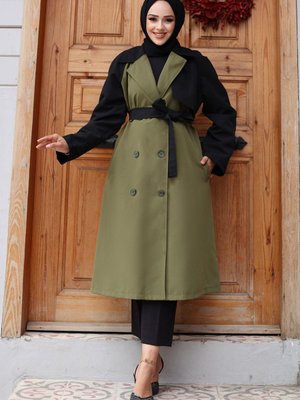 Haki Kolu Garnili Trençkot Haki Kolu Garnili Trençkot