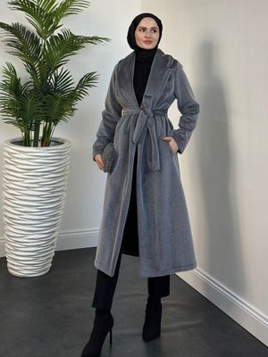 Elvis İçi Astarlı Kürklü Kaban Gri Elvis İçi Astarlı Kürklü Kaban Gri