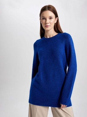 Regular Fit Bisiklet Yaka Basic Düz Triko Kazak Tunik B2709ax23wn