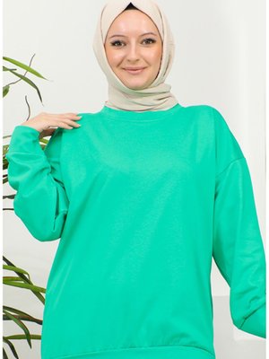 Düz Spor Sweatshirt Yeşil Düz Spor Sweatshirt Yeşil
