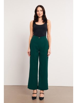 Zümrüt Yüksek Bel Geniş Paça Pantolon