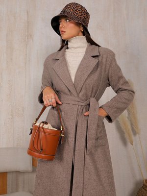 Vizon Kuşaklı Kaşe Kaban