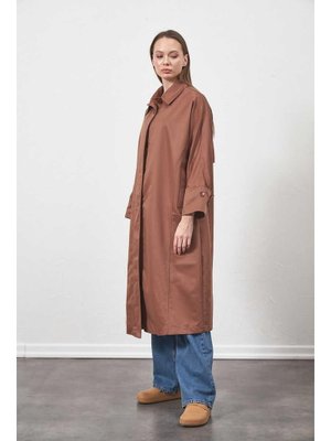 Oversize Trençkot Ceket Kahve