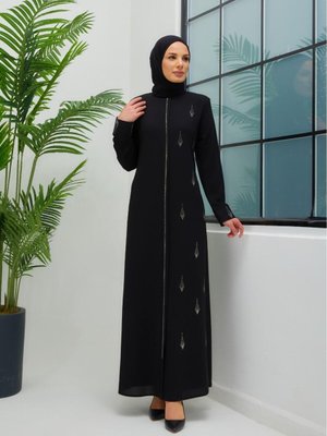 Damla Taşlı Buhara Keten Kumaş Ferace Damla Taşlı Buhara Keten Kumaş Ferace