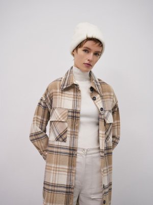 Uzun Oduncu Gömlek Ceket Ekose Sütlü Kahve