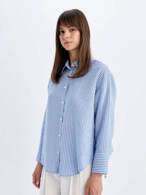 Relax Fit Çizgili Uzun Kollu Gömlek Tunik D1439ax24hs