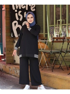 Siyah Keten Kumaş Alt Üst Takım