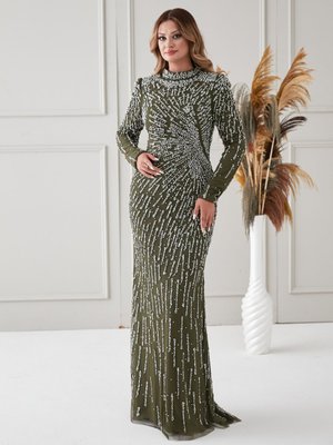 Haki Nergiz Abiye Elbise Haki Nergiz Abiye Elbise