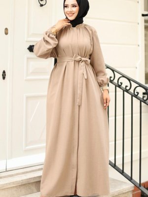 Vizon Gizli Fermuarlı Kuşaklı Ferace Vizon Gizli Fermuarlı Kuşaklı Ferace