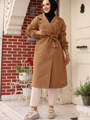 Camel Apolet Detaylı Trençkot Camel Apolet Detaylı Trençkot