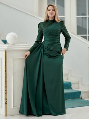 Zümrüt Yeşili Mihri Abiye Elbise Zümrüt Yeşili Mihri Abiye Elbise