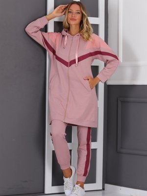 Garnili Fermuarlı Kapüşonlu Eşofman Takım