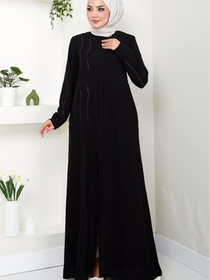 Sevgi Taşlı Ferace Siyah