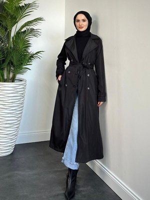 Gianni Astarlı Aporetli Trençkot Siyah Gianni Astarlı Aporetli Trençkot Siyah