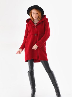 Kırmızı Italyan Oversize Kapüşonlu Keçe Kaban Kırmızı Italyan Oversize Kapüşonlu Keçe Kaban