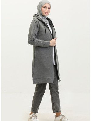 Kapüşonlu Sweatshirt Gri Kapüşonlu Sweatshirt Gri