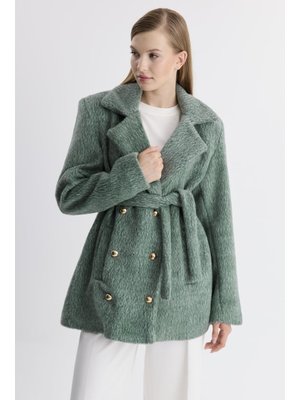 Zümrüt Blazer Düğmeli Kaşe Ceket