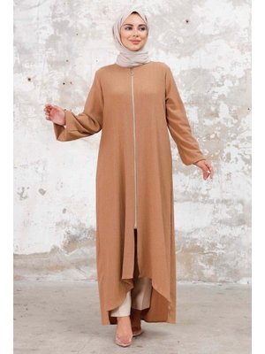 Vizon Asimetrik Fermuarlı Ferace