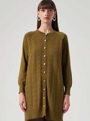 Merserize Triko Kazayağı Hırka Haki