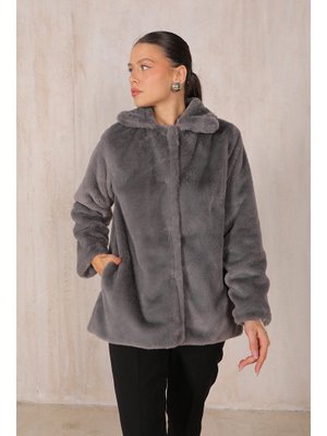 Antrasit Suni Kürk Mont