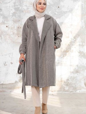 Esilay Kuşaklı Oversize Kap Vizon