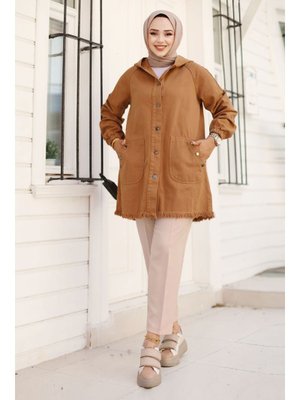 Taba Kapüşonlu Cepli Kot Kap