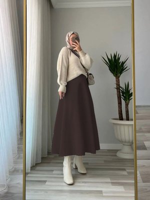 Puf Scuba Acı Kahve Kloş Etek