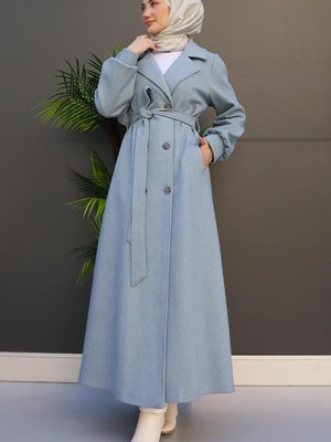 Uzun Düğmeli Kaban Buz Mavi Uzun Düğmeli Kaban Buz Mavi