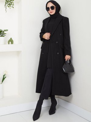 Siyah Astarlı Kaşe Kaban