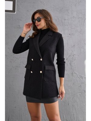 Siyah Buklet Düğme Detaylı Yelek