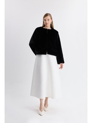 Siyah Ellos Astarlı Kürk