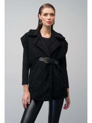 Siyah Deri Kemerli Astarlı Salaş Yelek Siyah Deri Kemerli Astarlı Salaş Yelek