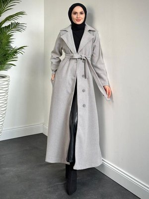 Savanna Astarlı Tam Boy Kaşe Kaban Gri Savanna Astarlı Tam Boy Kaşe Kaban Gri