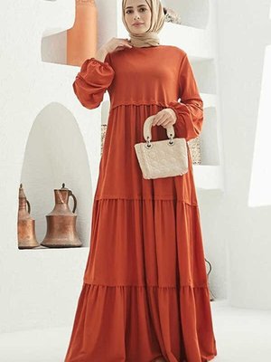 Ancelina Büzgülü Elbise Tarçın