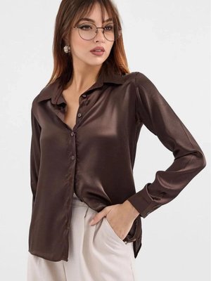 Kahverengi Saten Yüzeyli Gömlek Hzl25w